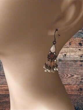 Antique-Style Pearl Drop Chandelier Earrings